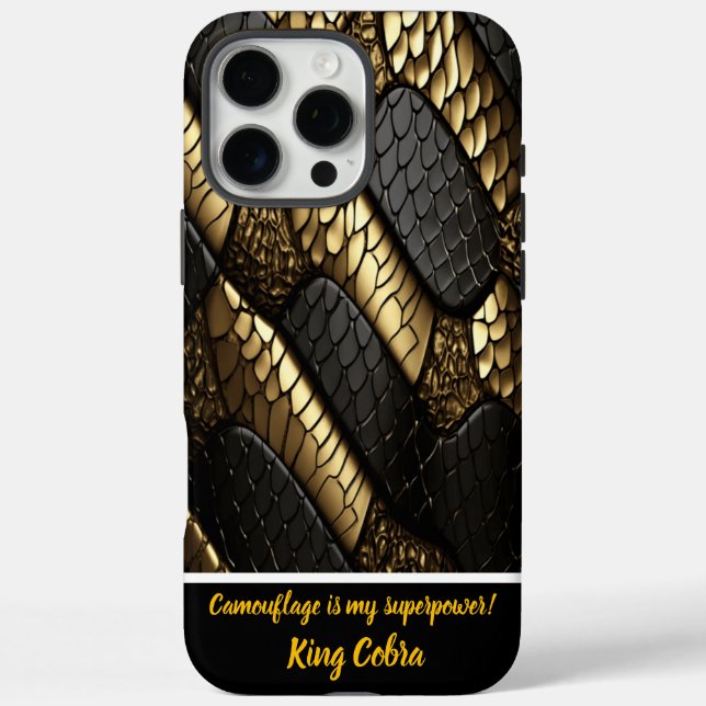 Coques Case-Mate iPhone Belle peau de serpent noir et or (Verso)