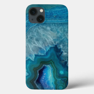 iPhone 13 Case Belle Pierre d'Agate Bleu Turquoise