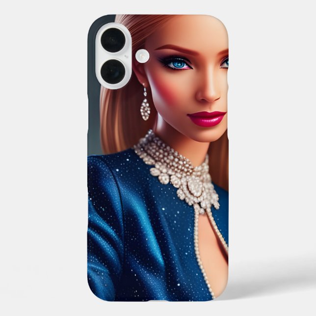 Coques Case-Mate iPhone Belle poupée Blonde en robe bleue (Verso)