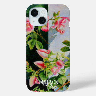 Coque Pour iPhone 15 Belle rose rose rouge roses blanc aquarelle floral