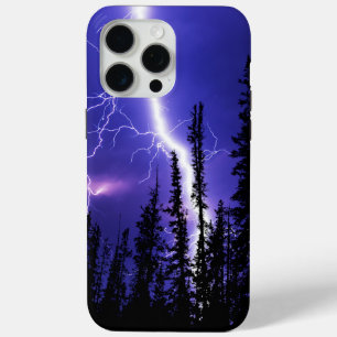 Coque iPhone 15 Pro Max belle tonnerre sur la forêt