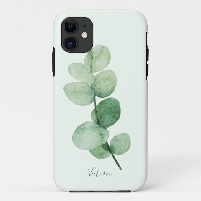 Coques Case-Mate iPhone Belle végétation d'eucalyptus, noms sur mesure (Dos)