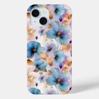 Belles fleurs bleues Encre d'alcool dans les paste