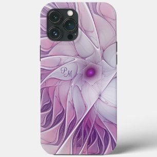 Case-Mate iPhone Case Belles Initiales Fractales Abstraites de Fleur Ros