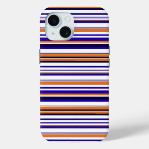 Coque Pour iPhone 15 Belles rayures bleues orange