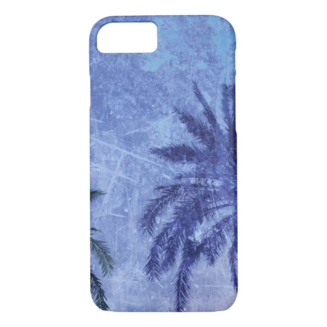 Coques Case-Mate iPhone Bercelona Blue Palm tree Grunge Design Art numériq (Dos)