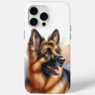 Coque iPhone 15 Pro Max Berger Allemand à l'aquarelle