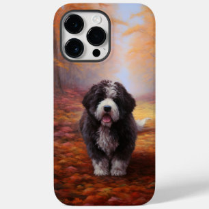 Coque Pour Pour iPhone 14 Pro Max Bernedoodle dans les feuilles d'automne qui tomben