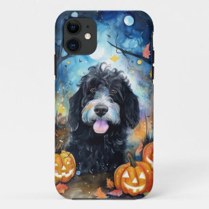 Case-Mate iPhone Case Bernedoodle Halloween avec citrouilles effrayant