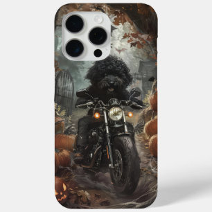 Coque iPhone 15 Pro Max Bernedoodle Riding Moto Halloween effrayant