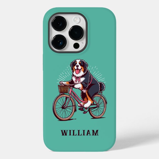 Coques Case-Mate iPhone Bernese Dog Biker, Vélo aventure Nom Customisé (Verso)
