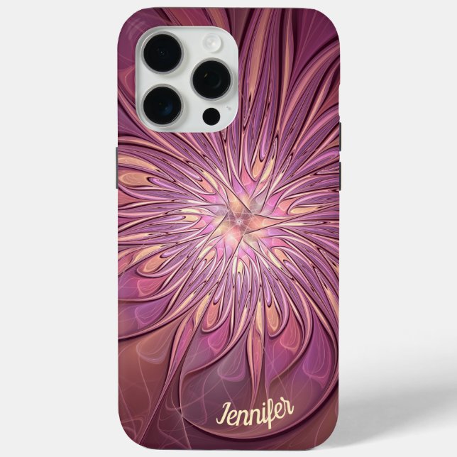 Coques Case-Mate iPhone Berry Abstrait floral fractal Nom (Verso)