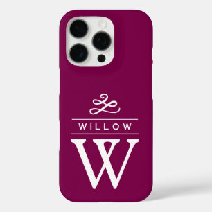 Coques iPhone 16 Pro Berry Custom Monogramme Élégant minimaliste