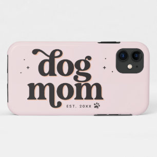 Case-Mate iPhone Case Best Dog Mom Trendy Retro Typographie et Pawprint