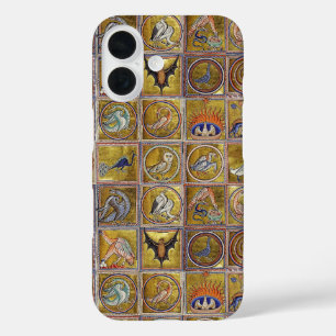 COQUE POUR iPhone 16 BESTIAIRE MÉDIÉVAL, ANIMAUX FANTASTIQUES, ROUGE D'