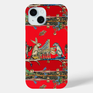 Coque Pour iPhone 15 BESTIAIRE MÉDIÉVAL FAISANT DE LA MUSIQUE, Lapin, R