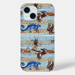 COQUE POUR iPhone 15 BESTIAIRE MÉDIÉVAL, MONSTRES DE MER IMAGINAIRES AN