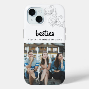 Coque Pour iPhone 15 Besties Friend Citation Six Photo Collage