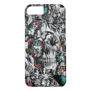 Coque iPhone 7 Beurre et os, motif floral de crâne