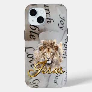 Coque Pour iPhone 15 Bible élégant monochrome Jésus Lion de Juda