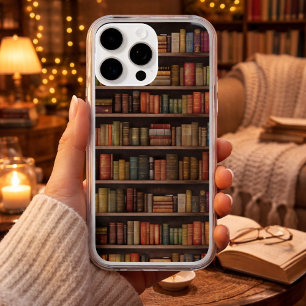 Coque iPhone 15 Pro Max Bibliothèque élégante vintage – Cadeau Dark Academ