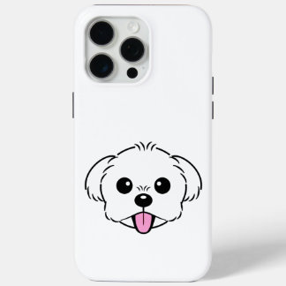 Coque iPhone 15 Pro Max Bichon blanc mignon Frise Chien Stick Sortie