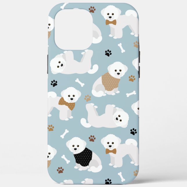 Coques Case-Mate iPhone Bichon Frise Bones and Paws Blue (Verso)