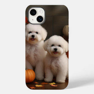 Coque Pour iPhone 14 Plus Bichon Frise Puppy Automne Citrouille délice