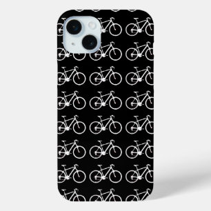 Coque iPhone 15 Mini Bicyclettes répétées en noir et blanc