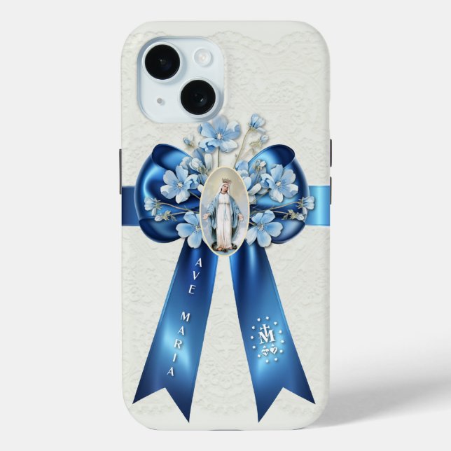 Coques Case-Mate iPhone Bienheureuse Vierge Marie Florale Religieuse Flora (Verso)