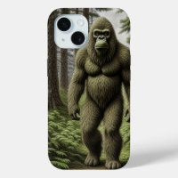 Bigfoot debout dans les arbres art IA