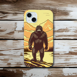 Coque iPhone 15 Mini Bigfoot Sasquatch Retro Art Personnalisé