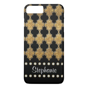 Coques Pour iPhone Bijou diamant feuille or Quatrefoil Trellis Motif