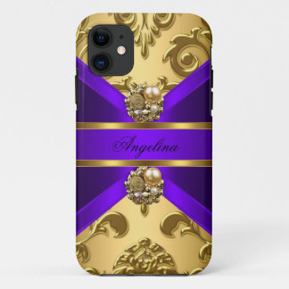 Coques Pour iPhone Bijou élégant et classe damas violet or