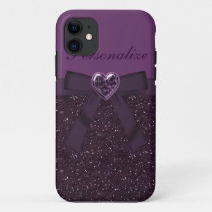 Coque iPhone 11 Bijou pourpre imprimé de parties scintillantes,