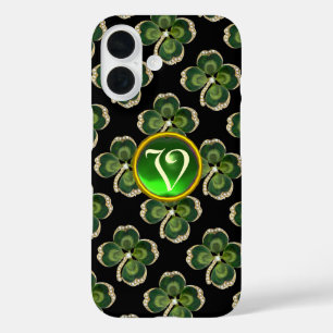Coque Pour iPhone 16 Bijou Shamrock Gold Saint Patrick avec perles