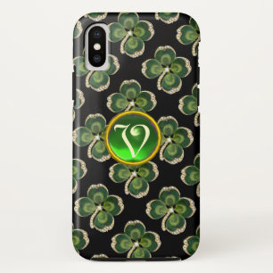 Coque Pour iPhone XS Bijou Shamrock Gold Saint Patrick avec perles