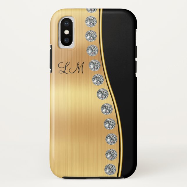 Coques Case-Mate iPhone Bijoux de fausse pierre de monogramme (Dos)