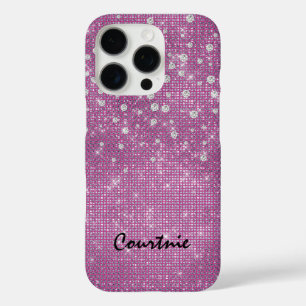 Coques iPhone 16 Pro Bijoux en diamant rose Glam