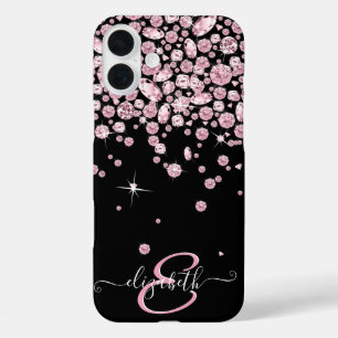 Coques iPhone 16 Plus Bijoux en diamant rose Monogramme