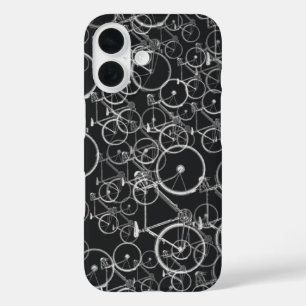 Coques iPhone 16 bikes pattern in black and white