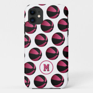 Case-Mate iPhone Case billes de basket noir rose girly motif monogrammed