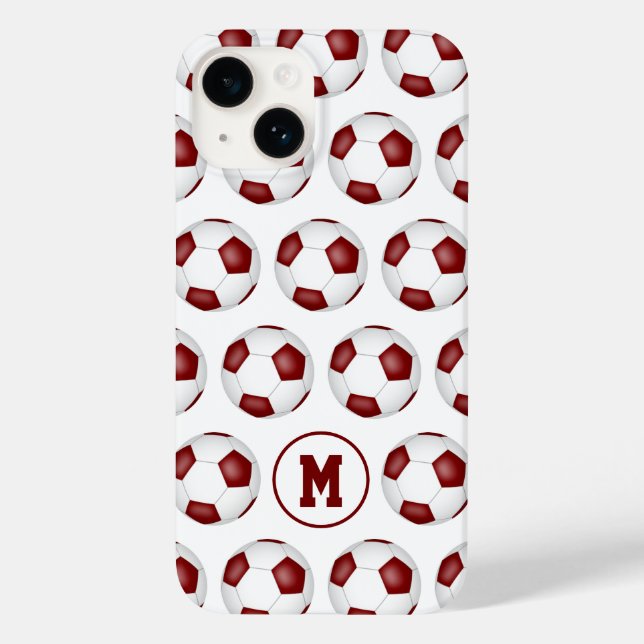 Coques Case-Mate iPhone billes de football blanc marron motif monogrammed (Verso)