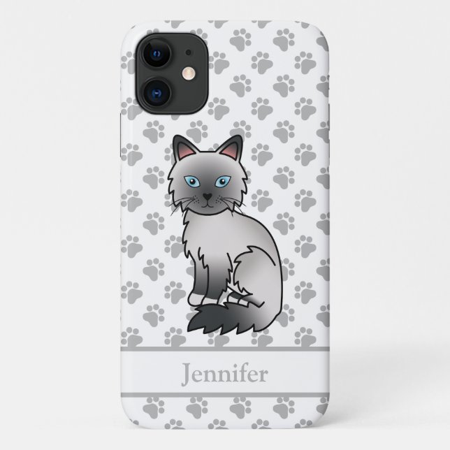 Coques Case-Mate iPhone Birman / Ragdoll Point Bleu Chat Mignon & Nom (Dos)