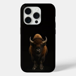 Coque iPhone 15 Pro Bison américain Noir 4 Luxe iPhone 15 Pro Mate