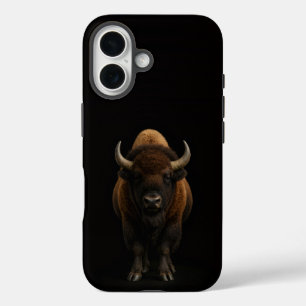 Coque Pour iPhone 16 Bison américain Noir 4 Luxe iPhone 16 Mate