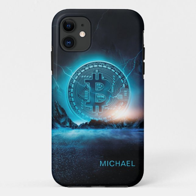Coques Case-Mate iPhone Bitcoin Landing Crypto BTC Nom personnalisé (Dos)