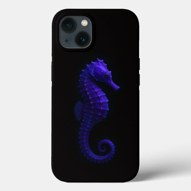 Coques Case-Mate iPhone Black 4 Luxe iPhone 13 case Violet Blue Seahorse (Verso)