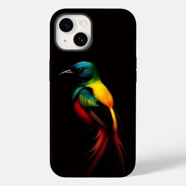 Coques Case-Mate iPhone Black 4 Luxe iPhone 14 Coque-Mate, Rainbow Bird (Verso)