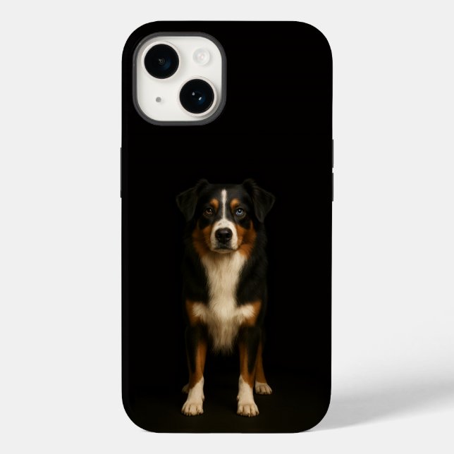 Coques Case-Mate iPhone Black 4 Luxe iPhone 14 Mate, Aussie Shepherd (Verso)